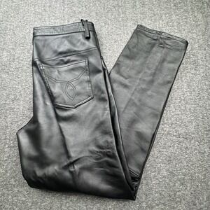 Bagazio Black Leather Pants 5 Pocket Button Fly Men’s Sz 36x34 Vtg